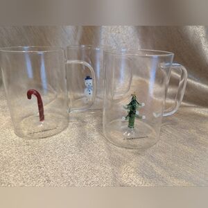 Clear Glass Mugs with Holiday Designs